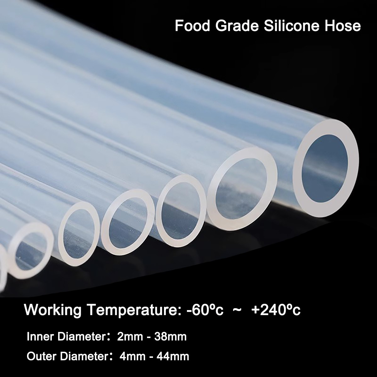 Tubo de silicona transparente de grado alimenticio - Resistente al calor, manguera flexible duradera 4-44 mm