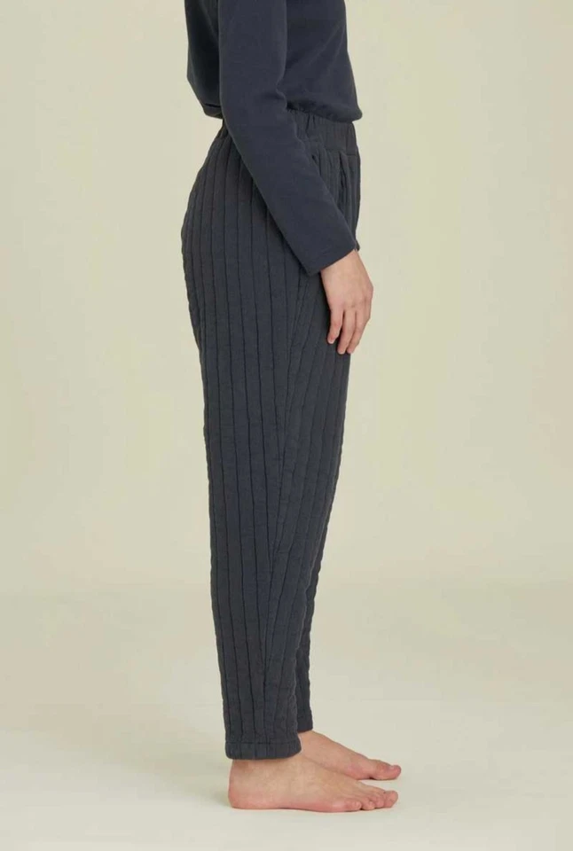 Calça fácil acolchoada guindaste preta nova com etiquetas algodão marinho escuro elástico cintura tamanho médio - Imagem 4 de 4