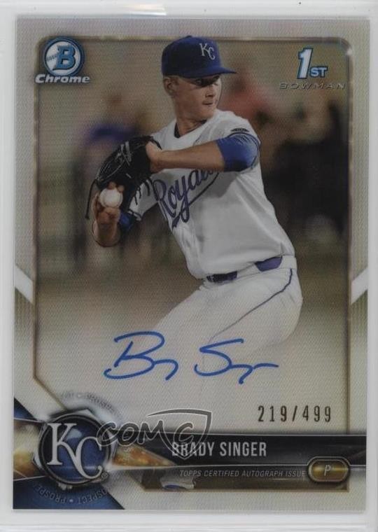 2018 Bowman Draft Chrome Pick Refractor 219/499 Brady Singer #CDA-BS Auto 0eq