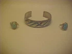 Vintage Native American Sterling Silver Turquoise Bracelet Rings Jewelry Lot