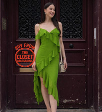 RARE!!! MANGO women's Green Chiffon Midi Dress NWT
