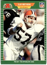 1989 Pro Set #80 Clay Matthews Cleveland Browns NFL Football