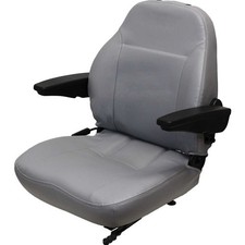 Fits Allis Chalmers Tractor Seat Assembly W/arms - Gray Vinyl