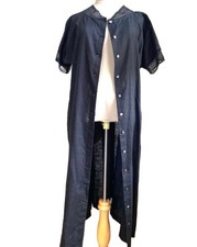 Nest Robe Linen Dress 2-Way Lace Black Hemp, Handmade, Pre-Owned-From Japan