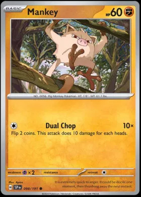 Pokemon Mankey 98 / 191 SV: Surging Sparks Reverse Holo