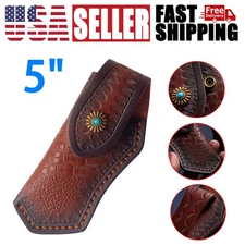 5" Dark Brown Leather Sheath for Buck 110 Pocket Folding Knife Pouch Cover