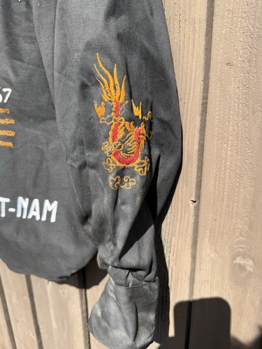 Vintage 60s Vietnam War Souvenir Jacket Pleiku 66-67 Stitched HTF - Picture 7 of 17
