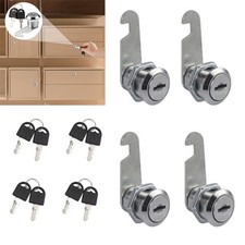 4Pcs Cam Lock Door Barrel Drawer Cabinet Mail Box Locker Cupboard 20mm 8 Keys