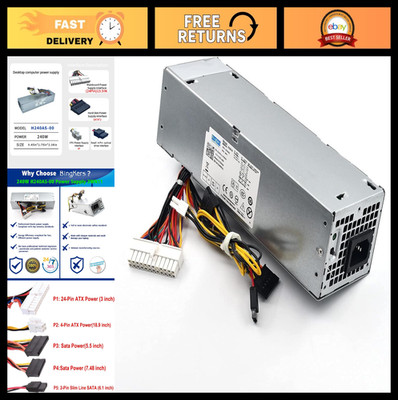 240W Power Supply for Dell Optiplex 7010 390 790 960 990 SFF Systems AC240AS-00