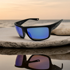 Costa Del Mar Fly Line Black frame Blue Mirror Glass 580 lens