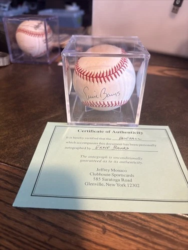 Ernie Banks Signed Baseball COA Auto Autograph National League Ball
