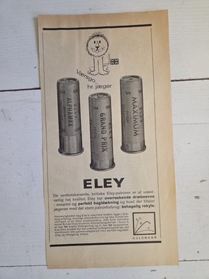 ELEY JAGDPATRONEN Danish Clipping 1965 Vintage Werbung Werbung G573