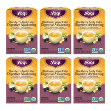 Yogi Blackberry Apple Cider Digestive Tea, 16 Bags, 6 Packs, Organic