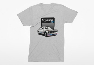 Vintage Speed Shop T-Shirt Classic German Sedan Retro Racing Car Tee Grau S-2XL