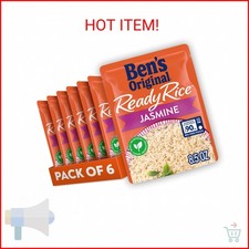 BEN'S ORIGINAL Ready Rice Jasmine Rice, Easy Dinner Side, 8.5 OZ Pouch Pack of