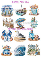 LASER PRINTED A4 DECOUPAGE MULBERRY RICE PAPER WATERCOLOUR BEACH THEMES