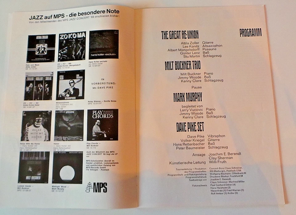 MPS Jazz Concert '69  Konzert Programm RARE Zoller Mangelsdorff Konitz  Kriegel - Image 4 of 4