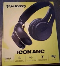 Skullcandy Icon ANC Wireless On-Ear Bluetooth Headphones, 60hr Batt., True Black