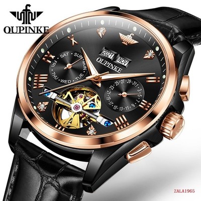 Oupinke Men s Watch Automatic Mechanical, Tourbillon, Diamonds, Full Calendar