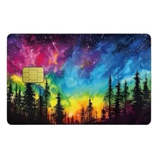 BRIGHT FOREST TREE MOUNTAIN NATURE Credit Debit Card Skin Cover Sticker Chip 1PC