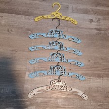 6 Vintage Plastic Baby Hangers 50s Nursery Lambs Carousel Multi Color Wire Hook