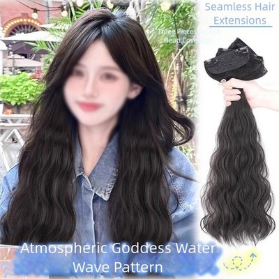 3 Stück Clip In Wasserwelle Haarverlängerungen Realistisches Echthaar für Volumen