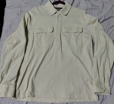 Todd Snyder Long Sleeve Polo Popover Utility Pockets Ivory Men's Medium