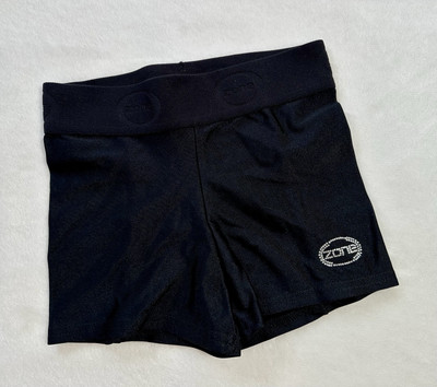 NEW Ozone BAR SHORTS Leotard BLACK Nylon RHINESTONE Gymnastics GK Size: CM YM