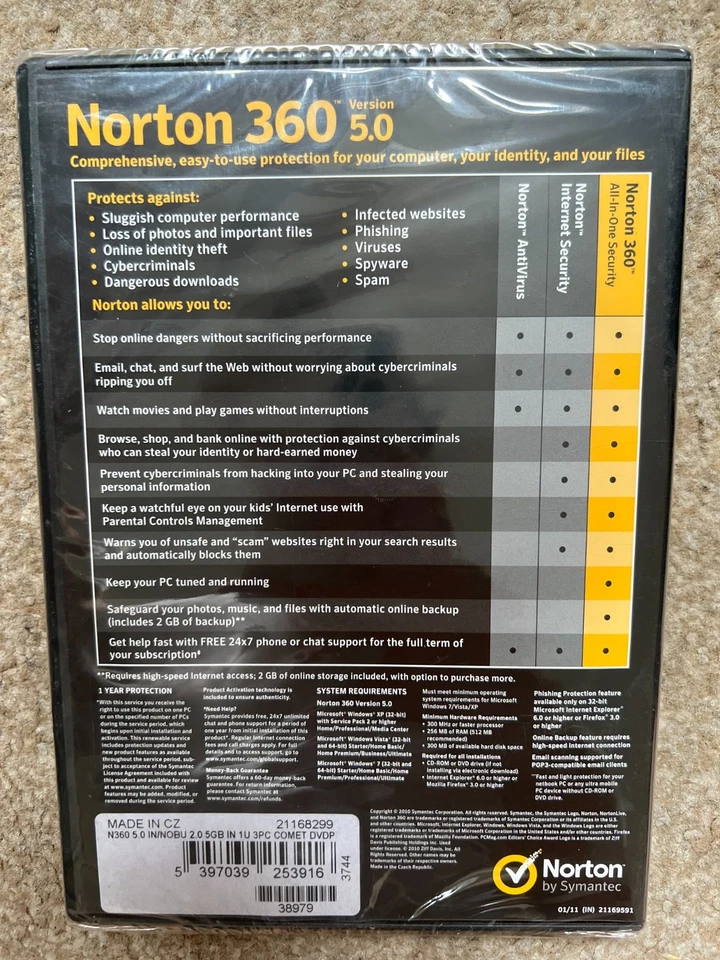 Norton 360 Version - 5.0 All In One Security - BRAND NEW SEALED - Image 2 of 3