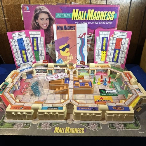 Vintage 1989 Milton Bradley Mall Madness Electronic WORKING Talking Board Game