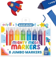 Ooly Thick Washable Toddler Markers 8 Count (Pack of 1), Mighty Mega 