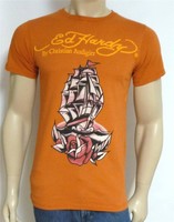 Ed Hardy By Christian Audigier Love Ship Tee Mens Rust Orange T-shirt Ed Hardy By Christian Audigier Love Ship Tee Mens Rust Orange T-shirt