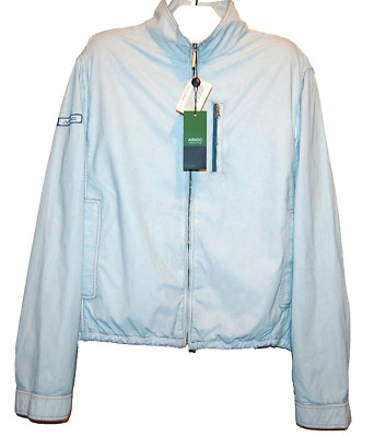 Adhoc Vintage Men's Fashion Light Blue Collar Zipper Jacket Size US 44 EU 54 XL
