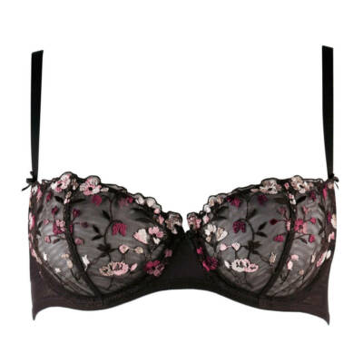 Aubade Divine Bouquet 85B 85B Chocolate Embroidered Balcony Bra FB14