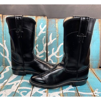 Justin Boots J Diamond L3703 Black Leather Roper Western Boots 9.5 B s-l400.jpg main image 3
