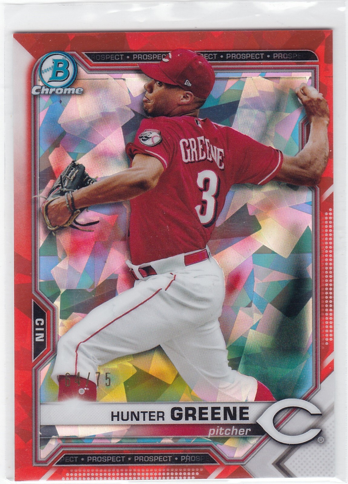 2021 Bowman Prospects Chrome Sapphire Orange #BCP-127 Hunter Greene 64/75 B1P17