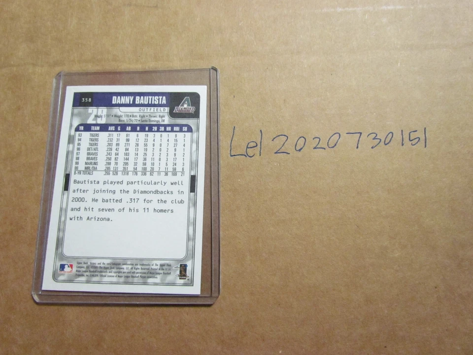 2001 Victory Danny Bautista Signed Baseball Card  - Image 2 of 2