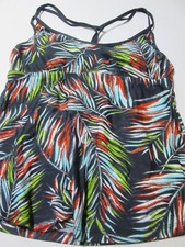 Mossimo Womens Size S Tankini Black Multi Wireless Lined Racerback Leaf Print