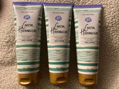 3 BATH AND BODY WORKS*COASTAL HYDRANGEAS*Cream Lotion*Free PRIORITY Ship!