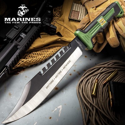USMC Marine Force Recon Jungle Operator Bowie Knife And Sheath - 15 1/2''
