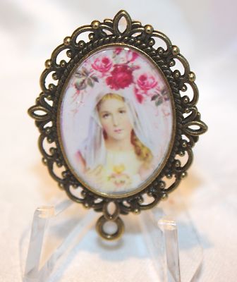 Custom Bronze Rosary Center Part/Color/Rosary Making/Immaculate Queen Pink Rose