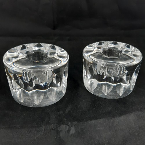 Vintage Pair of Orrefors Candle Holders Clear Glass Pair Signed Numbered 2 1/2" - Picture 2 of 11
