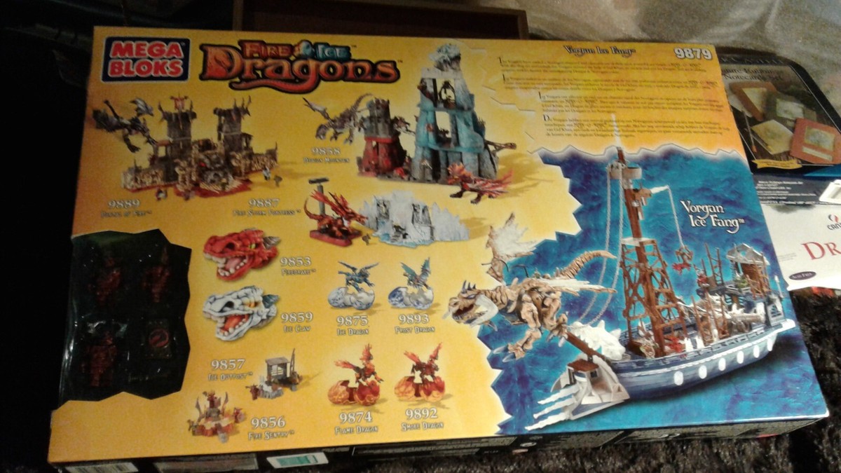 Mega Bloks 9879 Fire Ice Dragons Vorgan Ice Fang 9879 NIB FS