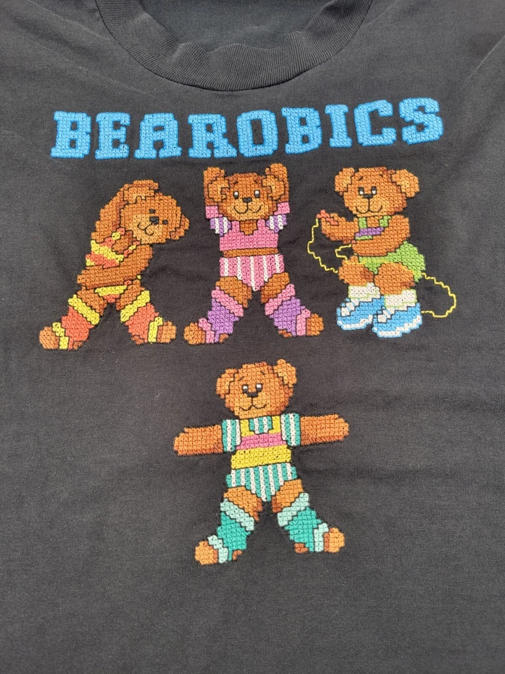 Camiseta vintage años 80 BEAROBICS puntada única hombreras negras Jerzees Foto 3 de 4