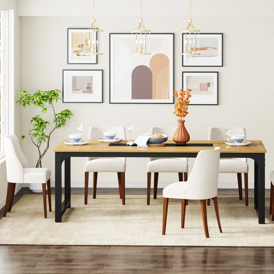 Mesa de cocina industrial grande rectangular para banquete de 79" para 8 personas Foto 3 de 4