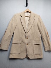 VTG HAGGAR CORDUROY TAN JACKET Mens 40L Academia Elbow Patch Made In USA