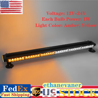 38'' 72 LED Strobe Flash Light Bar Amber Emergency Strobe Light 7 Lighting Modes