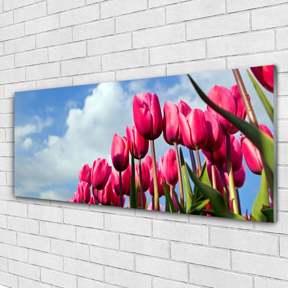 Tableau mural Tulup 125x50 cm avec motif tulipe pour décoration intérieure contemporaine