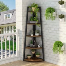 Tribesigns 5-Tier Plant Stand 70" Tall Corner Shelf,Rustic Corner Bookshelf US