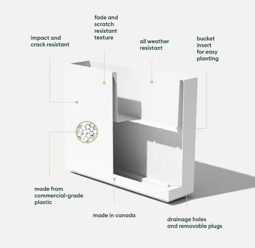 Veradek Block Span 38 in. x 30 in. Height White Plastic Planter